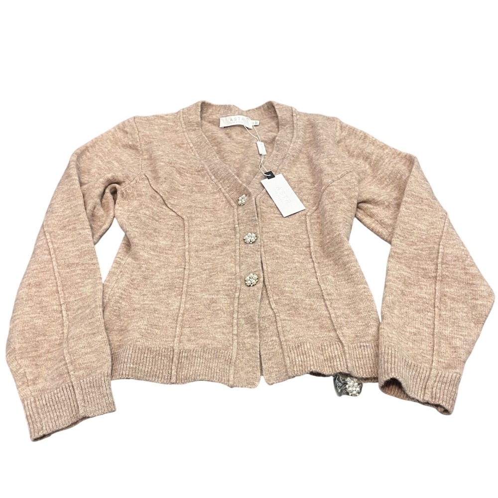 ASTR the Label Tasmin Cardigan S Mocha Wool Alpaca Blend Pearl Button ACT17874